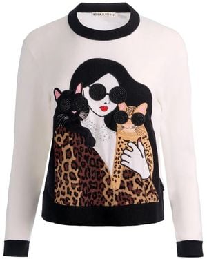 Alice + Olivia Jersey Gleeson Staceface - Blanco