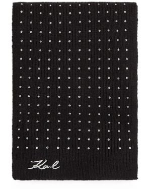 KARL LAGERFELD K/Signature Rhinestone Scarf - Black
