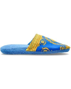 Versace Medusa Barocco-Print Slippers - Blue