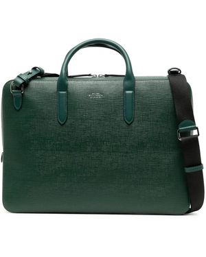 Smythson Panama Slim Leather Briefcase - Green