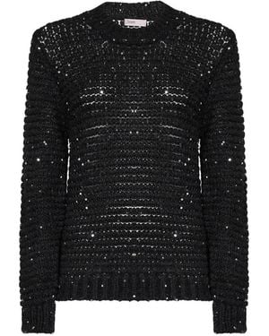 Herno Resort Sequin-Embroidery Openwork Sweater - Black