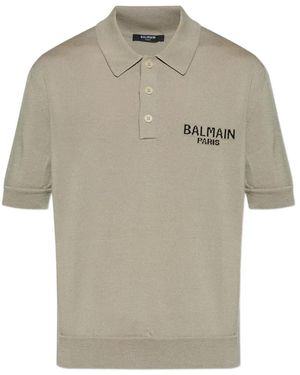 Balmain Logo-Detail Polo Shirt - Grey