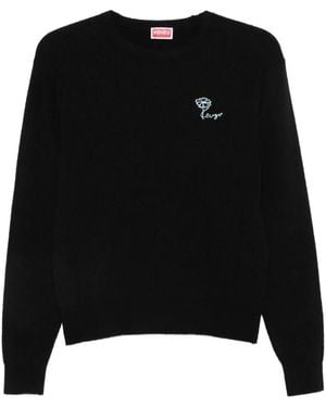 KENZO Jersey Tulip Con Logo Bordado - Negro