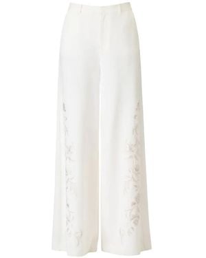 Cinq À Sept Pantalones Palazzo Roxane Bordados - Blanco