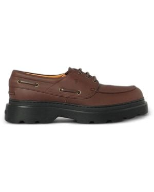Tod's Leather Chunky-Sole Boat Shoes - Brown