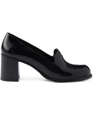 Prada Brushed Leather Loafers - Black