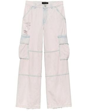 Purple Brand Bleached-Effect Cargo Jeans - Multicolour