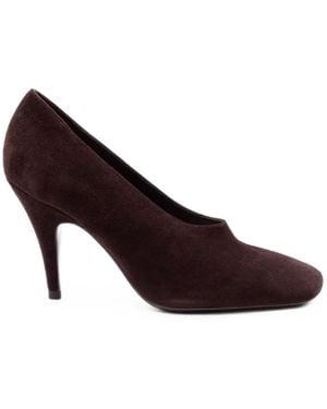 Elena Iachi Suede Square-Toe Court Shoes - Purple