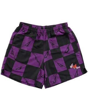 ANTI PROMO 99 Eyes Checkered Shorts - Purple