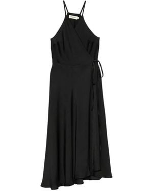 MOUTAKI V-Neck Midi Wrap Dress - Black