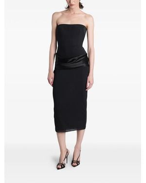 Alex Perry Satin-Trimmed Strapless Midi Dress - Black