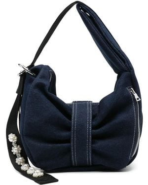Simone Rocha Bow Pearl-Embellished Shoulder Bag - Blue
