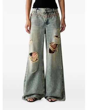 Miss Sixty Distressed Flared Jeans - Green