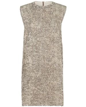 Brunello Cucinelli Dazzling Craquelé Embroidery Dress - Natural