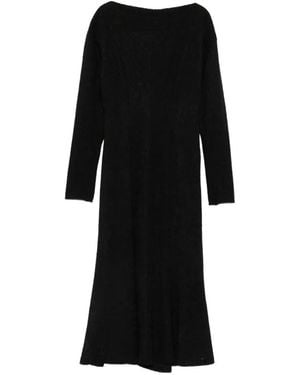 Alberta Ferretti Jacquard-Pattern Flared Midi Dress - Black