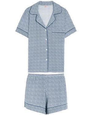 Eberjey Pyjama Gisele À Imprimé Coquillage Et Passepoil - Bleu