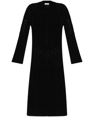 Akep Pointelle-Knit Long-Sleeve Cardigan - Black