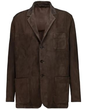 Boglioli Buttoned Leather Jacket - Brown