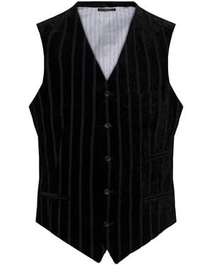 Yohji Yamamoto ストライプ ベスト - ブラック