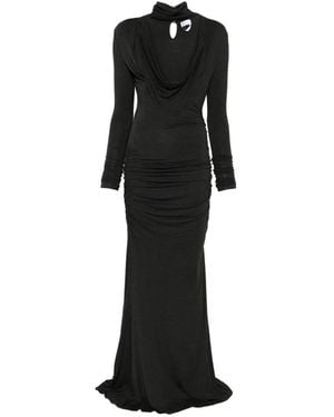 Blumarine Turtleneck Draped Dress - Black