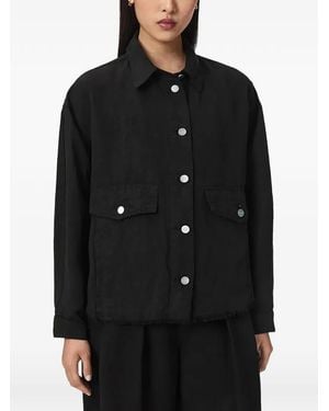 AllSaints Frayed-Hem Shirt - Black