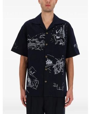 Drole de Monsieur Embroidered Buttoned Shirt - Black