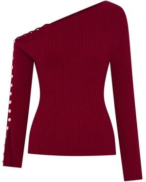 Anna Quan Top Con Botones Y Hombro Descubierto - Rojo