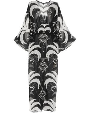Johanna Ortiz Spiritual Healers Cape-Sleeve Maxi Dress - Black