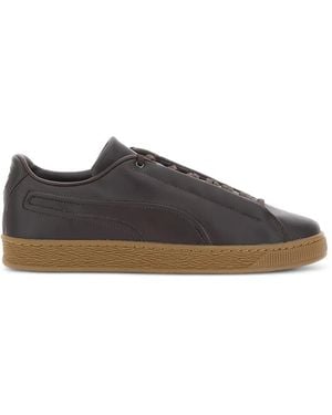 PUMA Logo-Embossed Leather Low-Top Sneakers - Brown