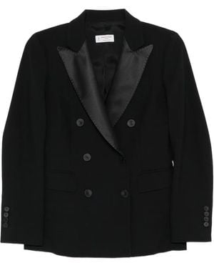 Alberto Biani Blazer Doppiopetto Con Revers Satinati - Nero