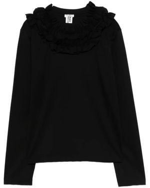 Noir Kei Ninomiya Ruffled-Collar T-Shirt - Black