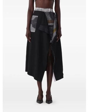 Jason Wu X Robert Rauschenberg Collage Sheephead-Artwork Midi Skirt - Black