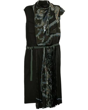 Sacai Kleid Mit Blumen-Print - Schwarz