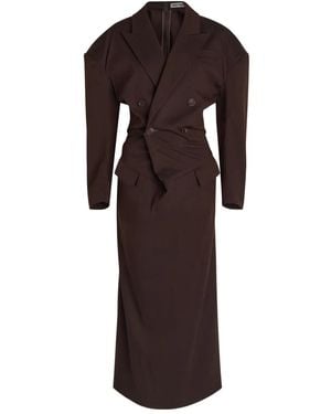 Issey Miyake Double-Breasted Midi Dress - Brown