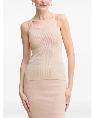 DKNY Ribbed-Knit Sleeveless Top - Natural