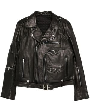 Rick Owens ジップアップ レザージャケット - ブラック