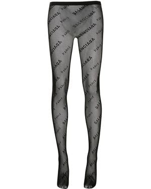 Balenciaga Medias de rejilla con logo bordado - Negro