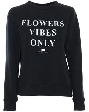 Elisabetta Franchi Logo-Print Cotton-Blend Sweatshirt - Black