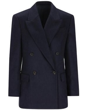 Brunello Cucinelli Double-Breasted Peak-Lapels Blazer - Blue