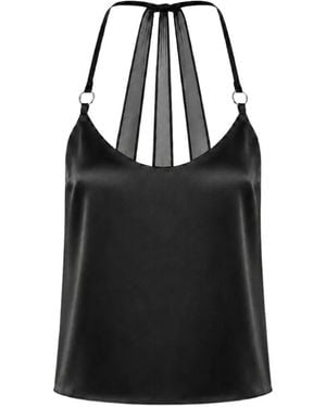 OW Collection Lindsey Mesh-Panel Top - Black