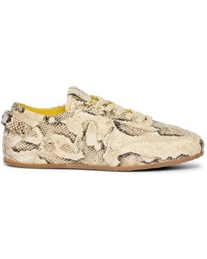 MSGM Snakeskin Lace-Up Sneakers - White