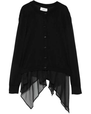 MEIMEIJ Rückenfreier Cardigan Mit Rüschen - Schwarz