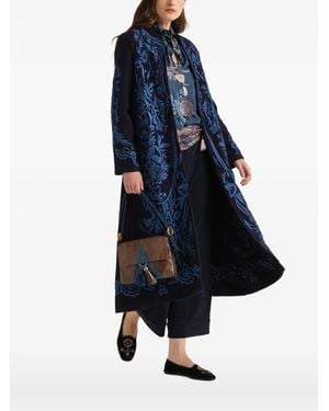 Maliparmi Embroidered A-Line Coat - Blue