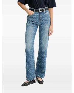 BOSS Logo-Print Straight-Leg Jeans - Blue