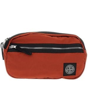 Stone Island Logo-Patch Belt Bag - Red