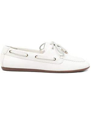 Maje Lace-Up Charm Boat Shoes - White