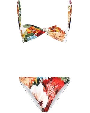 Dolce & Gabbana Costume Da Bagno A Fiori - Bianco
