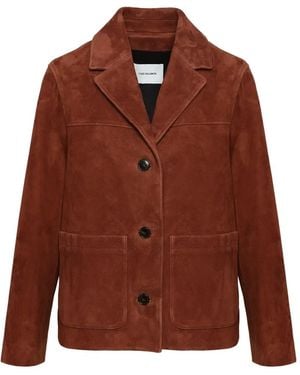 Yves Salomon Button Suede Jacket - Brown