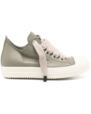 Rick Owens Leather Round-Toe Lace-Up Trainers - White