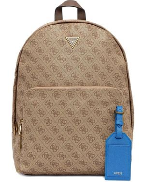 Guess Vezzola Monogrammed-Logo Backpack - Natural